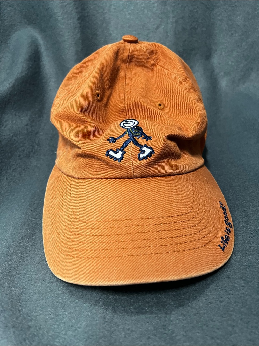 Life Is Good Rust Orange Dad Hat with “hiking” Embroidered Character